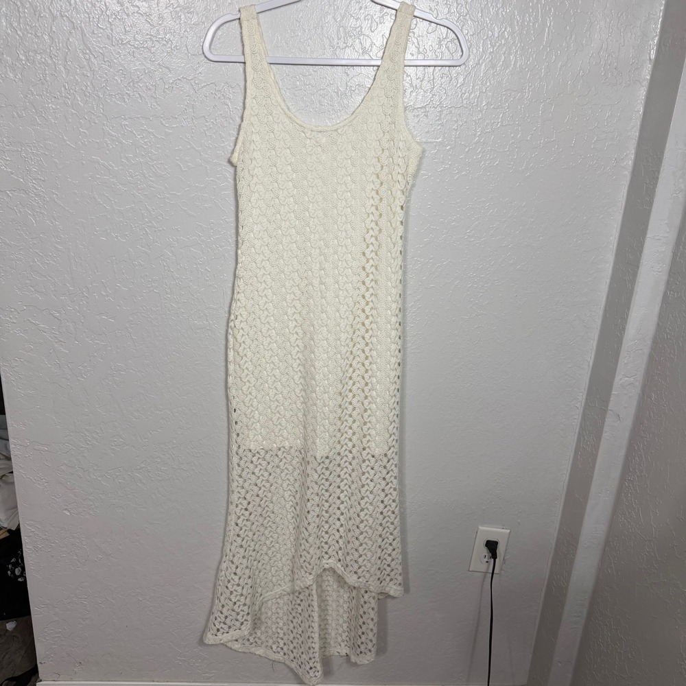 Xhilaration Ivory Crochet High Low Maxi Dress Sleeveless Boho Cream Small
